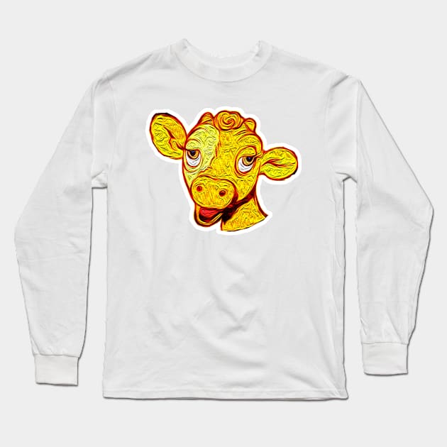 cow face baby Long Sleeve T-Shirt by Marccelus
